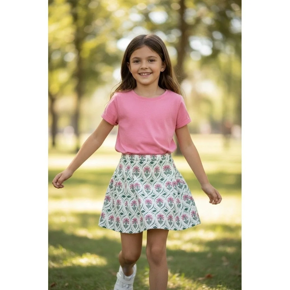 Zara Skirt Girls Size 8 Multicolor Floral A-Line Short Flared Lined old money